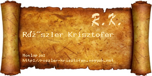 Röszler Krisztofer névjegykártya